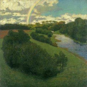 Landschap met een regenboog in Alster