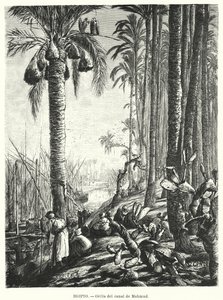 Oevers van het Mahmoudiyah-kanaal, Egypte door Karl Wilhelm Gentz