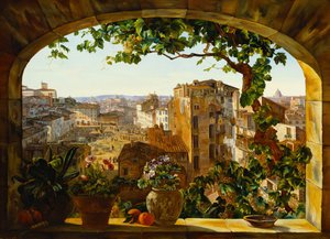 Piazza Barberini, Rome, 1830 door Karl von Bergen