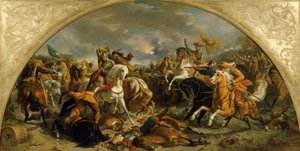 De overwinning van het Oostenrijkse leger op de Zweden bij Nördlingen 1634 door Karl von Blaas