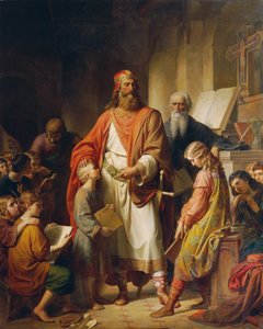 Karel de Grote berispt de nalatige leerlingen door Karl von Blaas