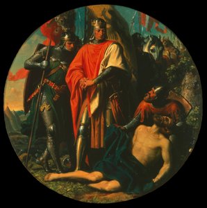 Rudolph I op het slagveld na de overwinning op Ottokar, 1278, ca. 1868 door Karl von Blaas