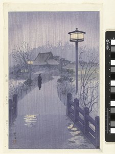 Avondregen bij de Shinobazu vijver door Kasamatsu Shirô