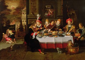 Lazarus en de tafel van de rijke man (uit Lucas XVI) (paneel)