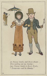 Zoals Tommy Snooks en Bessie Brooks (kleur litho) door Kate (after) Greenaway