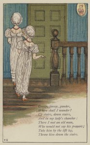Gansje, gansje, gans (kleur litho) door Kate (after) Greenaway