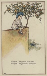 Humpty Dumpty zat op een muur