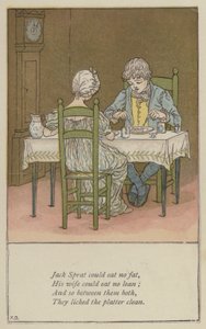 Jack Sprat kon geen vet eten (kleur litho)