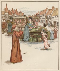 Kate Greenaway illustratie voor De rattenvanger van Hamelen door Robert Browning door Kate (after) Greenaway