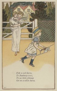 Rijd een stokpaard (kleur litho)