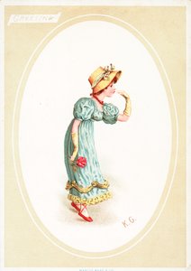 Wenskaart (chromolitho) door Kate Greenaway