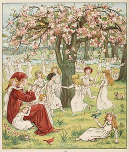 Hoe hun kinderen werden ontvoerd, uit De rattenvanger van Hamelen, uitgegeven 1888 (kleur litho)