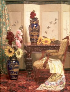 Zonnebloemen en stokrozen, 1889 door Kate Hayllar