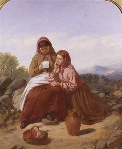 Een brief lezen: een meisje met een kruik