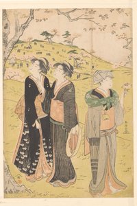 Bewonderen van de kersenbloesem te Asukayama door Katsukawa Shuncho