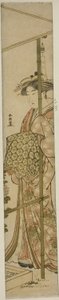 Courtisane bewondert chrysanten door Katsukawa Shuncho