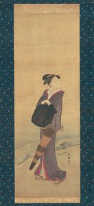Meisje op rivieroever door Katsukawa Shuncho