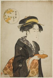 De serveerster Okita van de Naniwaya door Katsukawa Shuncho