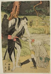 Vijfde akte: Yamazaki Highway uit het toneelstuk Chushingura (Schatkist van de Zevenenveertig Loyale Retainers) door Katsukawa Shun