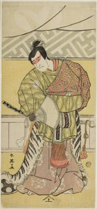 Acteur Sakata Hangorô III als Takechi Mitsuhide in "Muromacho kroniek in Kana schrift" ("Kanagaki Muromachi bundan") door Katsukawa Shun