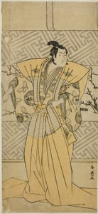 De acteur Iwai Hanshiro IV als Soga no Goro Tokimune in het toneelstuk Koi no Yosuga Kanegaki Soga, opgevoerd in het Ichimura Theater in de eerste maand, 1789