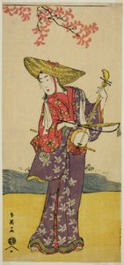 De acteur Sawamura Tamagashira als een wandelende muzikant in het toneelstuk Dai Danna Kanjincho, opgevoerd in het Kawarazaki theater in de elfde maand, 1790 door Katsukawa Shun