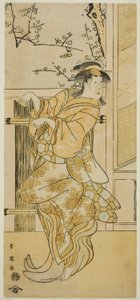 De acteur Segawa Kikunojo III als Kojoro-gitsune (vrouwelijke vos) vermomd als Omiki in het toneelstuk Komachi-mura Shibai no Shogatsu, opgevoerd in het Nakamura Theater in de Elfde Maand, 1789 door Katsukawa Shun