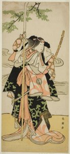De acteur Segawa Kikunojo III als Lady Tomoe (Tomoe Gozen) in het toneelstuk Yasa Gumbai Miyako no Jindori, Opgevoerd in het Miyako Theater in de Elfde Maand, 1793 door Katsukawa Shun