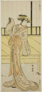 De acteur Segawa Kikunojo III als Okaru in het toneelstuk Kanadehon Chushingura, opgevoerd in het Morita Theater in de achtste maand, 1787 door Katsukawa Shun