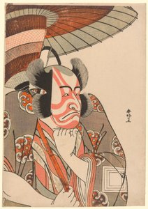 Portret van halve lengte van de acteur Ichikawa Danjuro V als Kazusa no Gorobei Tadamitsu in de derde akte van het toneelstuk Kitekaeru Nishiki no Wakayaka (Terugkeren naar huis in pracht), opgevoerd in het Nakamura Theater vanaf de eerste dag van de elfde