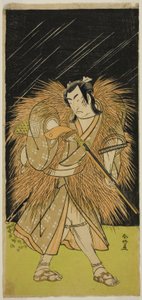 De acteur Ichikawa Monnosuke II als Hayano Kampei in het toneelstuk Kanadehon Chushin Najori no Kura, opgevoerd in het Nakamura Theater in de negende maand, 1780 door Katsukawa Shunkо̄