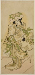 De acteur Nakamura Nakazo I in een Shak-kyo dans in het toneelstuk Aioi Jishi, opgevoerd in het Ichimura Theater in de vierde maand, 1784 door Katsukawa Shunkо̄