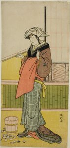 De acteur Nakamura Riko I als Moshio () in het toneelstuk Honda Yayoi Meoto Junrei (), opgevoerd in het Ichimura Theater () in de zevende maand, 1778 ()