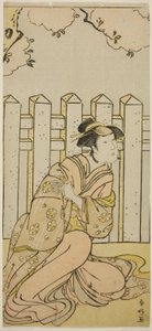 De acteur Osagawa Tsuneyo II als Onoe in het toneelstuk Haru no Nishiki Date-zome Soga, opgevoerd in het Nakamura Theater in de vierde maand, 1790 door Katsukawa Shunkо̄