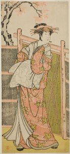 De acteur Sawamura Sojuro III als de geest van de courtisane Takao in het toneelstuk Takao Daimyojin Momiji no Tamagaki, opgevoerd in het Nakamura Theater in de zevende maand, 1787 door Katsukawa Shunkо̄