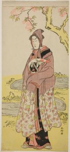 De acteur Segawa Kikunojo III als Kumenosuke in het toneelstuk Keisei Natori Soga, opgevoerd in het Kiri Theater in de tweede maand, 1788 door Katsukawa Shunkо̄