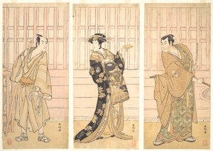 In de kamer van een huis in de Yoshiwara