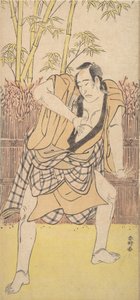 De tweede Ichikawa Komazo als een man in een dramatische houding door Katsukawa Shunko