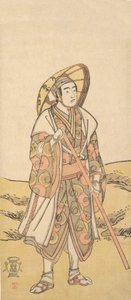 De derde Sawamura Sojuro als pelgrim naar het Kannon-heiligdom door Katsukawa Shunko