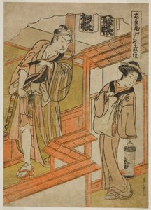 Act Tien: De Amakawaya uit het toneelstuk Chushingura (Schatkamer van Loyale Retainers) door Katsukawa Shunsho