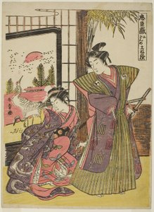 Act Twee: Het huis van Kakogawa Honzo uit het toneelstuk Chushingura (Schatkamer van loyale vazallen), c.1779-80 door Katsukawa Shunsho