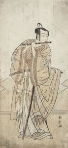 Een Acteur die een Fluit Speelt door Katsukawa Shunsho