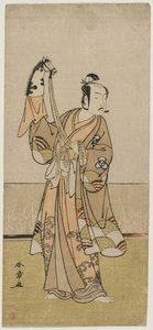 Bando Hikosaburo III met een handpop, midden 1770s door Katsukawa Shunsho