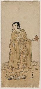 Ichimura Uzaemon IX als Shingen in Een Kralensnoer van Gebeden Geschud bij een Waterval door Katsukawa Shunsho