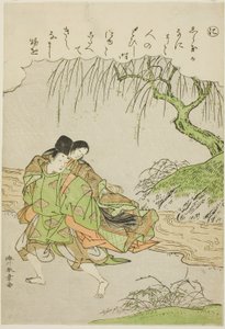 "Ni": Akutagawa, uit de serie "Verhalen van Ise in Modieuze Brokaat Afbeeldingen (Furyu nishiki-e Ise monogatari)"