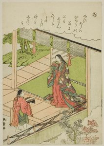 "Ro": Zeewier, uit de serie "Verhalen van Ise in modieuze brokaatafbeeldingen (Furyu nishiki-e Ise monogatari)"