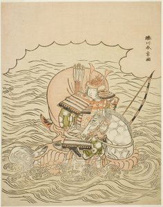 Taira no Atsumori Rijdt een Paard de Zee in, c.1770