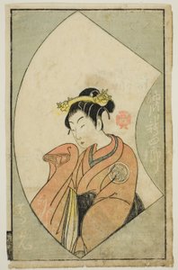 De acteur Anegawa Shinshiro II, uit "Een prentenboek van toneelwaaiers (Ehon butai ogi)" door Katsukawa Shunsho