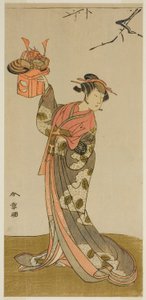 De acteur Arashi Hinaji I als Hananoi in het stuk Gosho-zakura Horikawa Youchi, uitgevoerd in het Ichimura Theater in de vierde maand, 1773