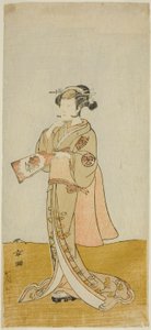 De Acteur Arashi Hinaji in een Ongeïdentificeerde Vrouwelijke Rol door Katsukawa Shunsho